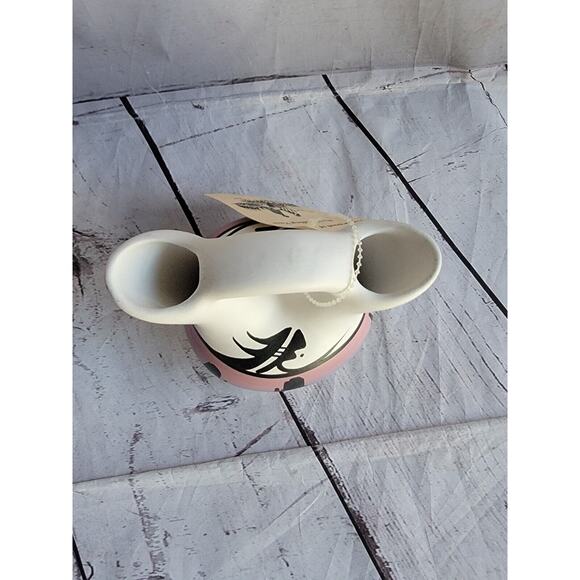 Vintage Native American Pottery Navajo Wedding Vase Signed Blue Pink Orange 5.5" - Picture 7 of 8